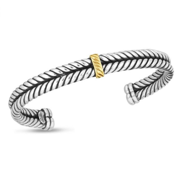 Leonardo Men's Silver & 18K Cuff Bracelet - Picture 2 of 2